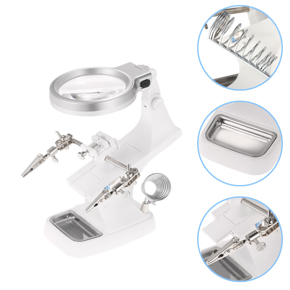 Multi-functional 3X/4.5X Welding LED Magnifier Alligator Clip Holder Clamp LED Clip Type Magnifier