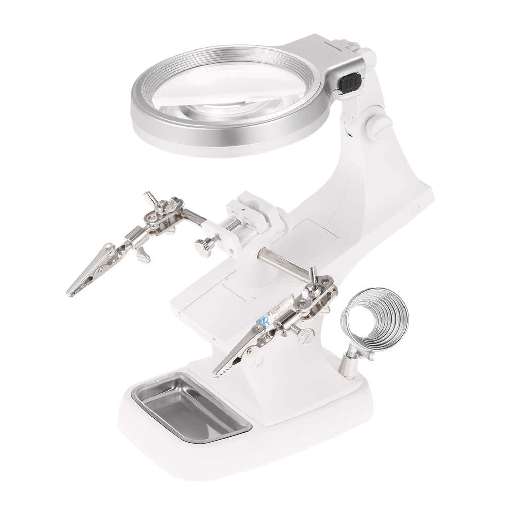 Multi-functional 3X/4.5X Welding LED Magnifier Alligator Clip Holder Clamp LED Clip Type Magnifier