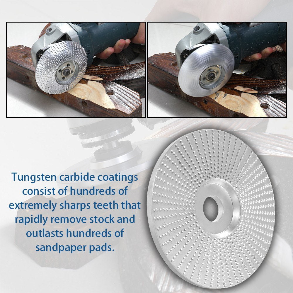 Angle Grinder Disc Wood Grinding Wheel Tungsten Carbide Sanding Carving Abrasive Tool Woodworking Cutter Tool Shaping 5/8inch Bore - 3.3 inch Diameter