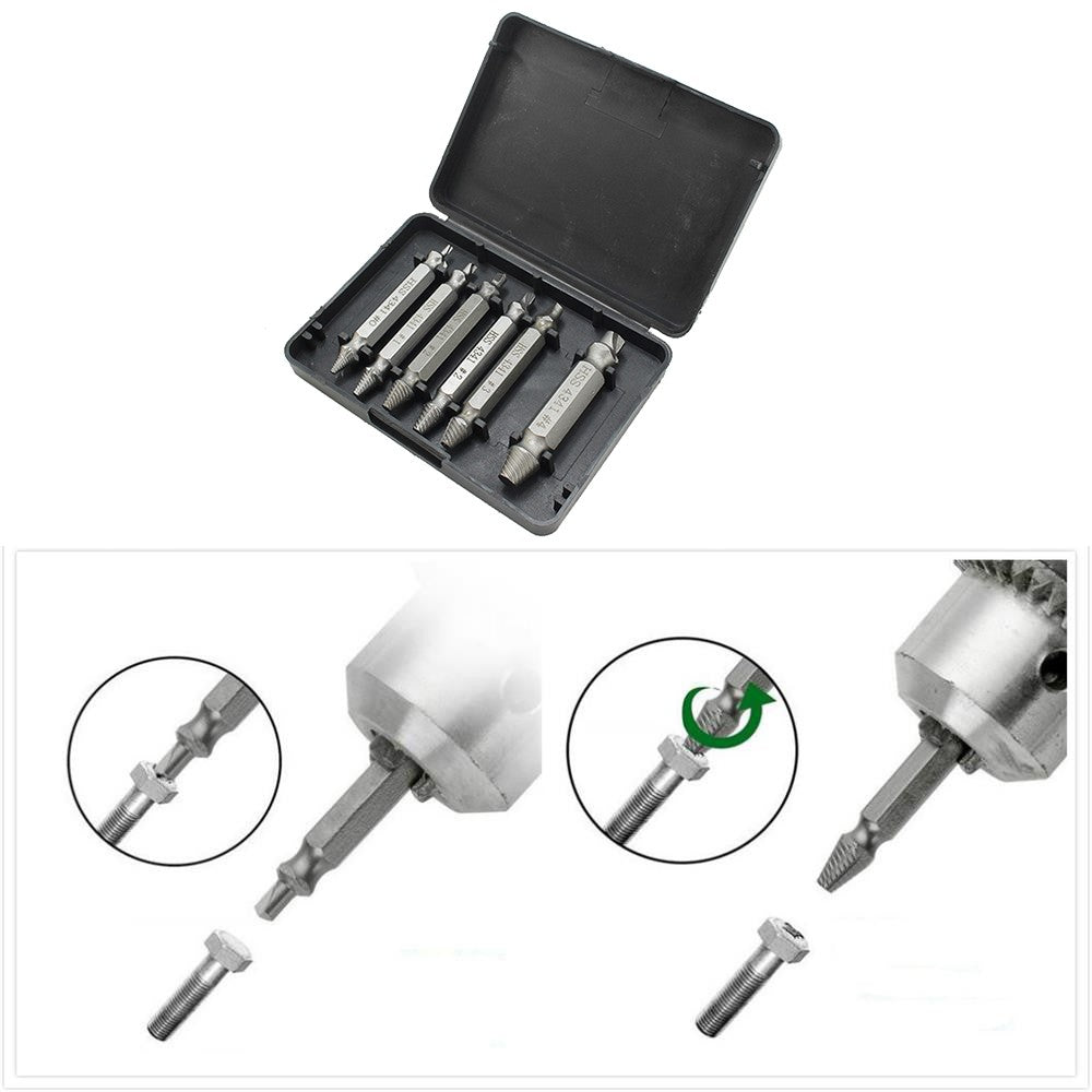 6Pcs Drill Bit Set Bolt Screw Extractor Breaker Screw Remover Stripping Tool