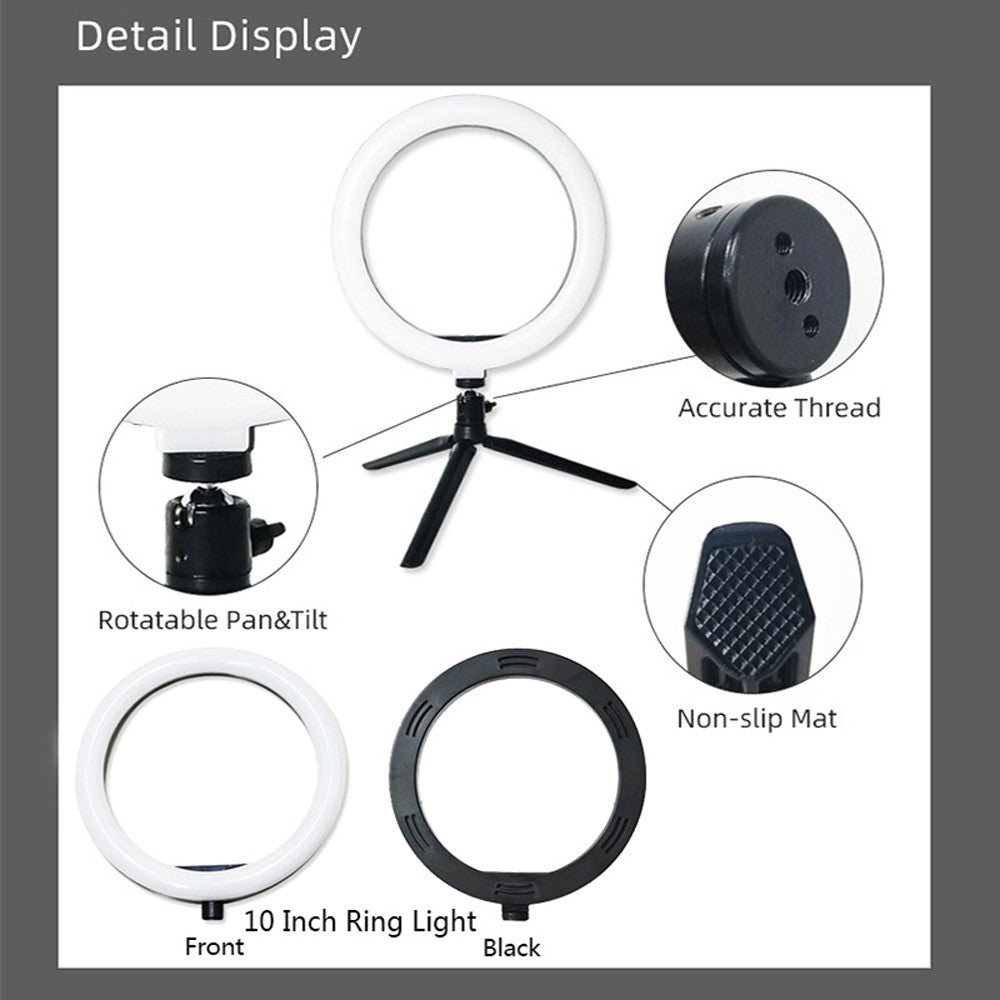 LED Ring Light Tripod Stand Studio Photo Video Live Broadcast Dimmable Fill Light