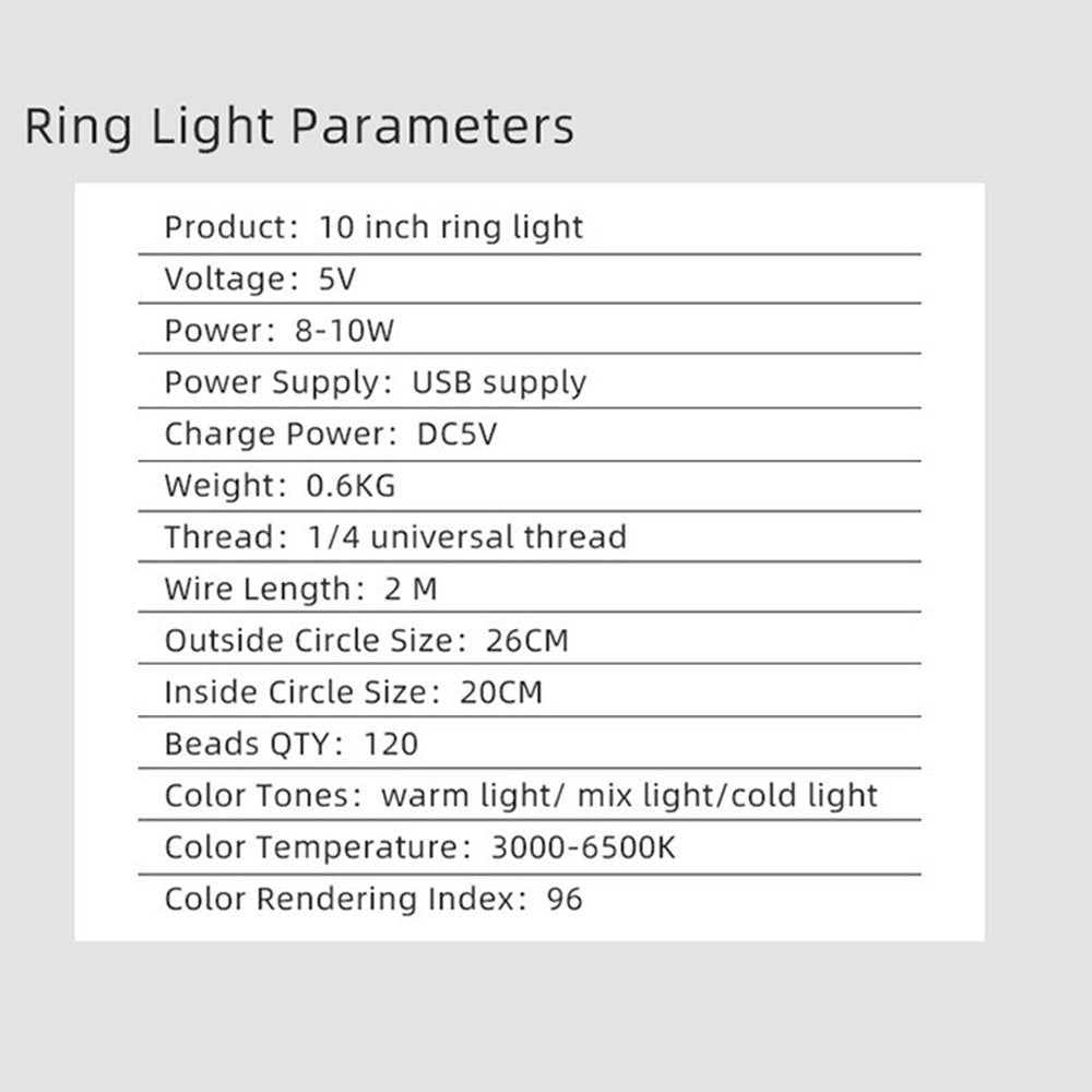 LED Ring Light Tripod Stand Studio Photo Video Live Broadcast Dimmable Fill Light