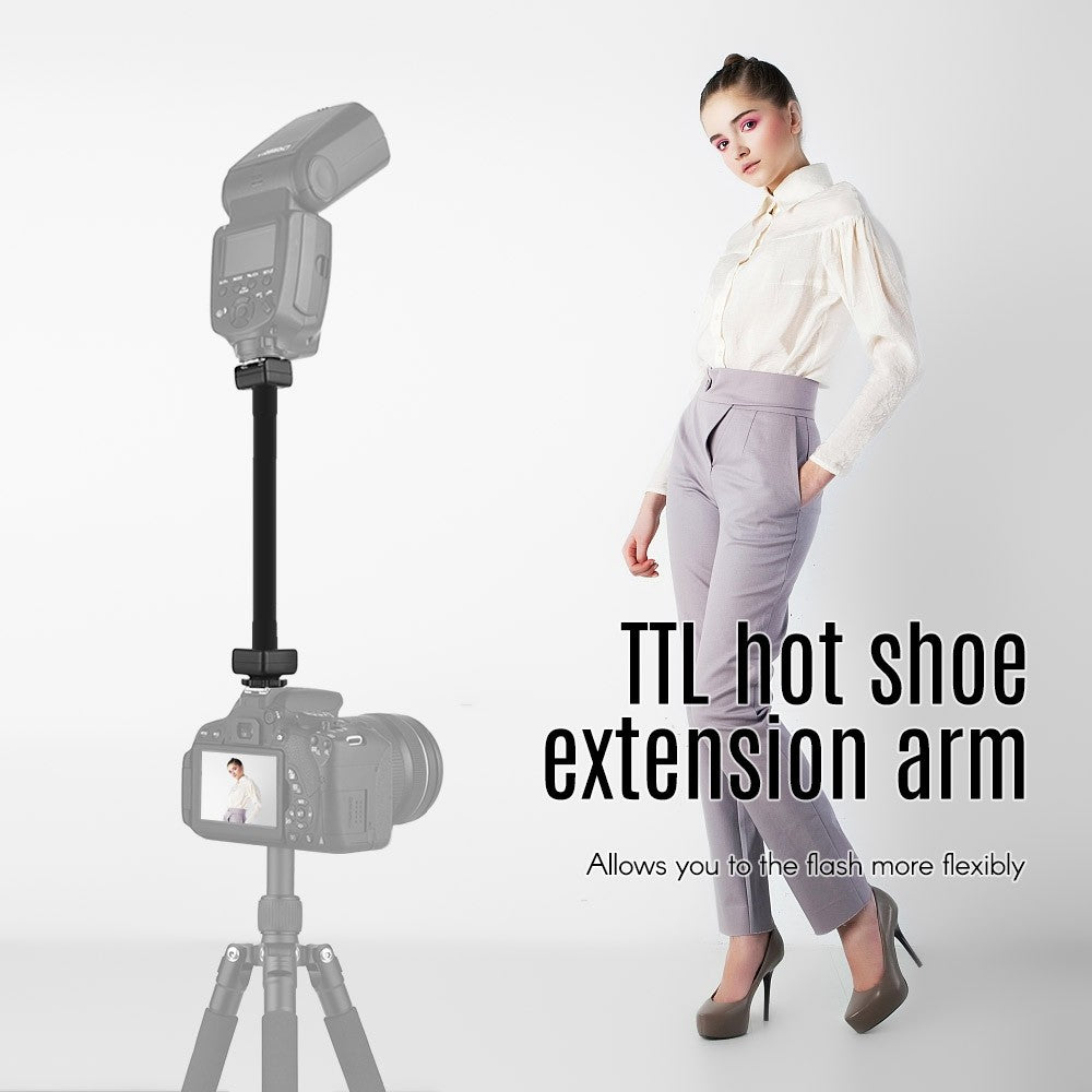 Flexible E-TTL Hot Shoe Extension Shelf Rod Flash Light Speedlite Bracket for Canon EOS DSLR Cameras