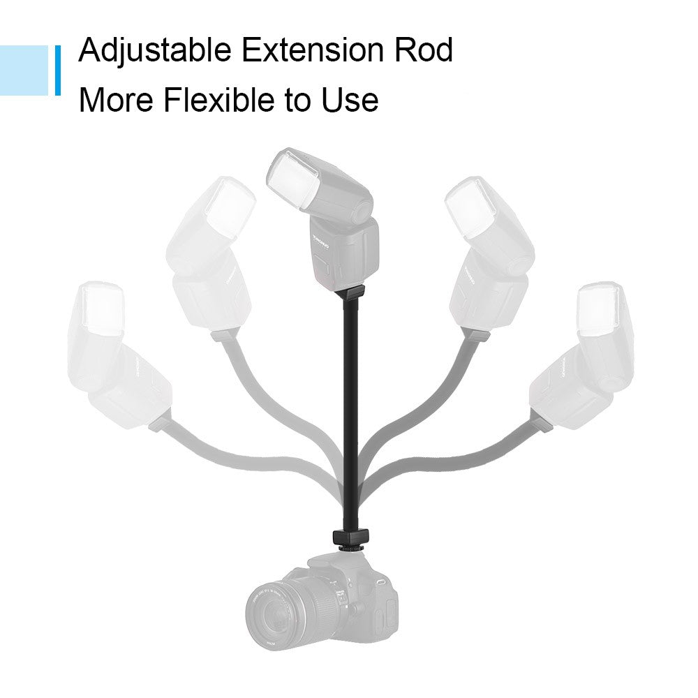 Flexible E-TTL Hot Shoe Extension Shelf Rod Flash Light Speedlite Bracket for Canon EOS DSLR Cameras