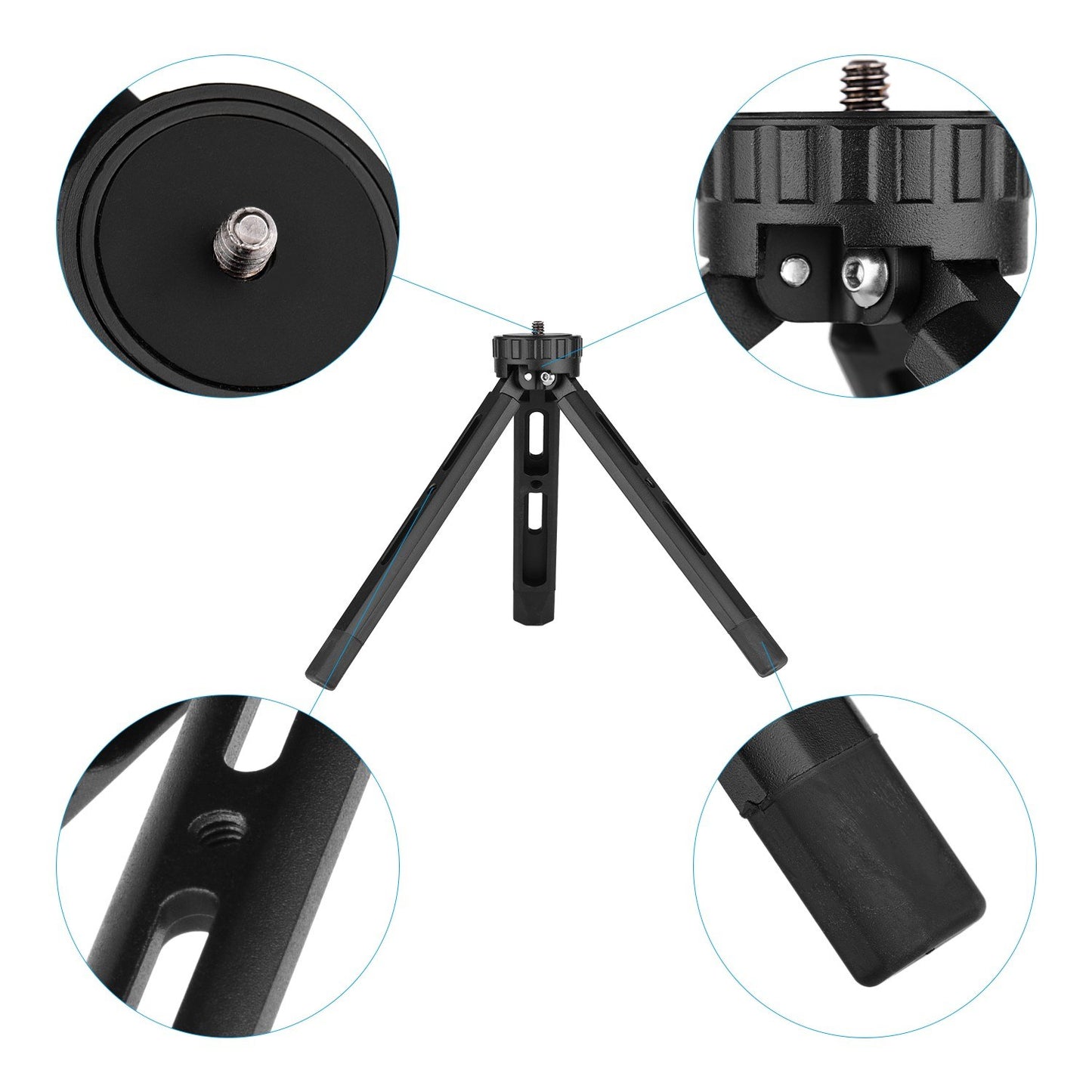 Desktop Metal Tripod Stand 1/4 inch Screw 4 Levels Adjustable Height for DSLR Camera Gimbal Stabilizer