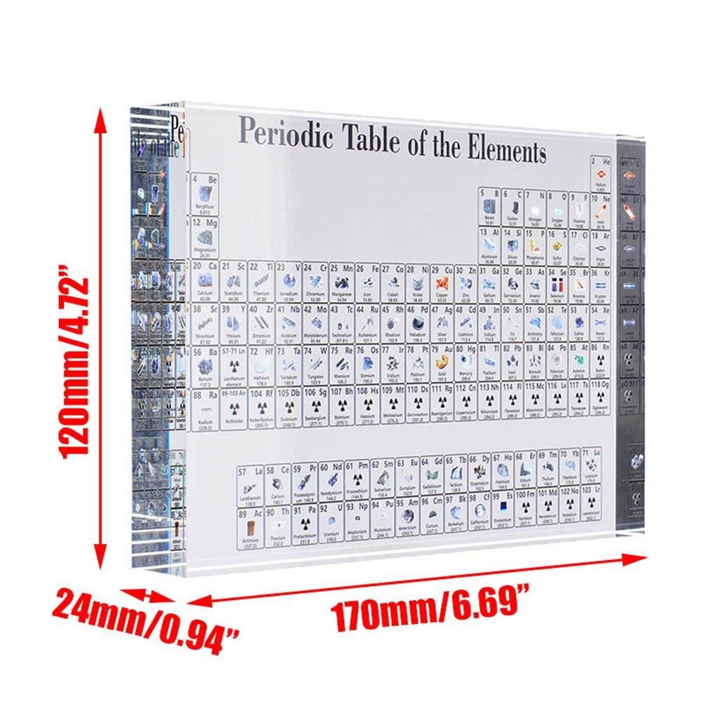 Acrylic Periodic Table Display Home Decoration Crystal Chemical Element Display Kids Teaching Tool - L