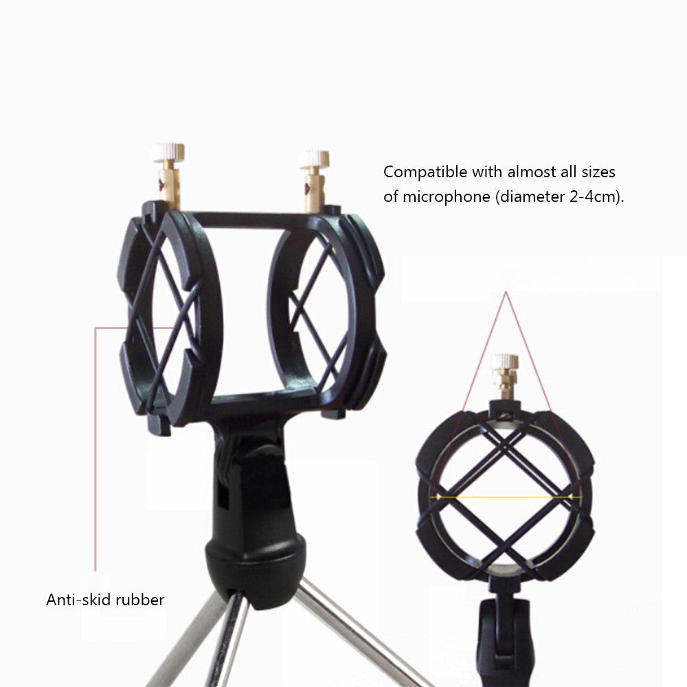Microphone Tripod Stand Holder Foldable Desktop Microphone Bracket with Shock Mount Mic Holder Clip Pop Filter