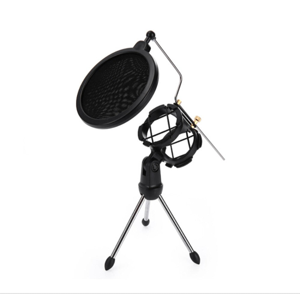Microphone Tripod Stand Holder Foldable Desktop Microphone Bracket with Shock Mount Mic Holder Clip Pop Filter