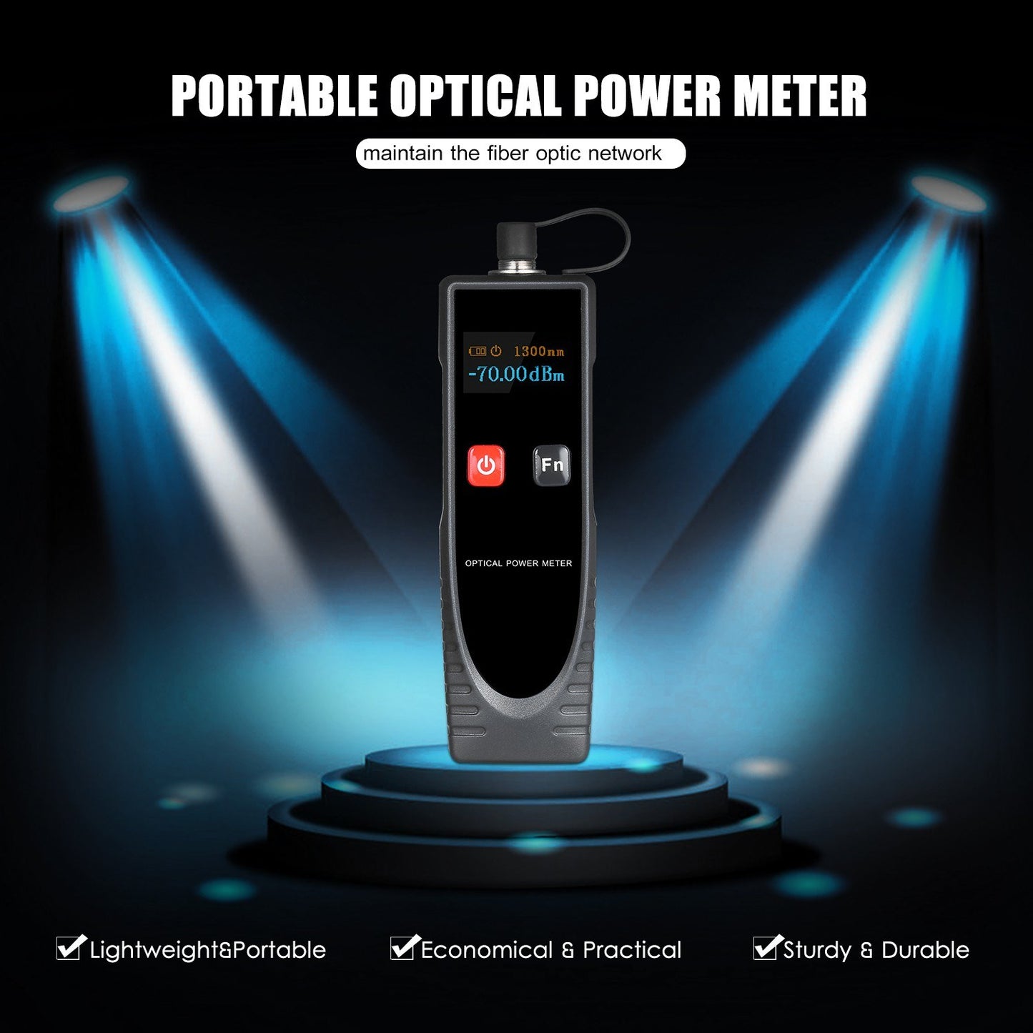 Optical Power Meter Digital Mini Light Power Meter -70~6dBm with 6 Optic Wave Length - Grey