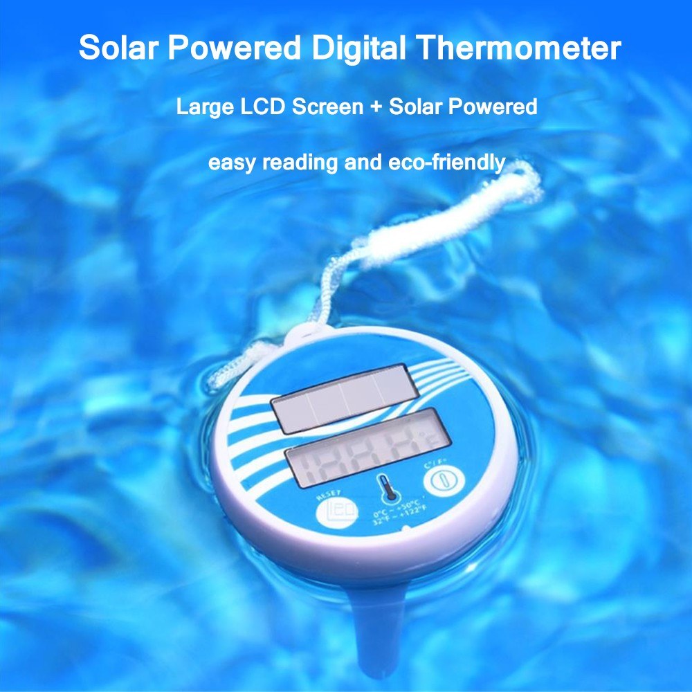Solar Powered Digital Thermometer Wireless Pond Pool Floating LCD Display Swimming Pool Thermometer