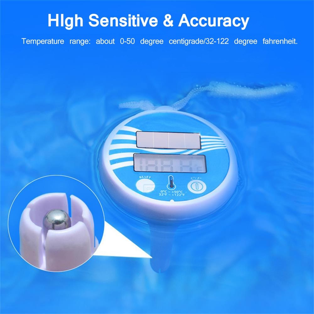 Solar Powered Digital Thermometer Wireless Pond Pool Floating LCD Display Swimming Pool Thermometer