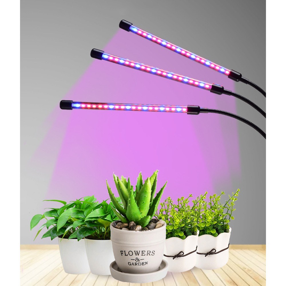 3-Head Grow Light 60 LED Light Bulb Plant Growing Lamps with Adjustable Arm Auto ON/Off Intelligent Timing 10 Levels Brightness for Indoor Plants