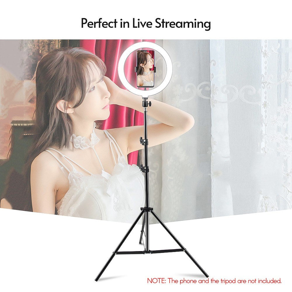 Ring Light 10 Inch LED Fill Light USB Powered 3 Color Temperatures with Phone Clamp for Makeup Selfie Live Streaming Photography Vlog