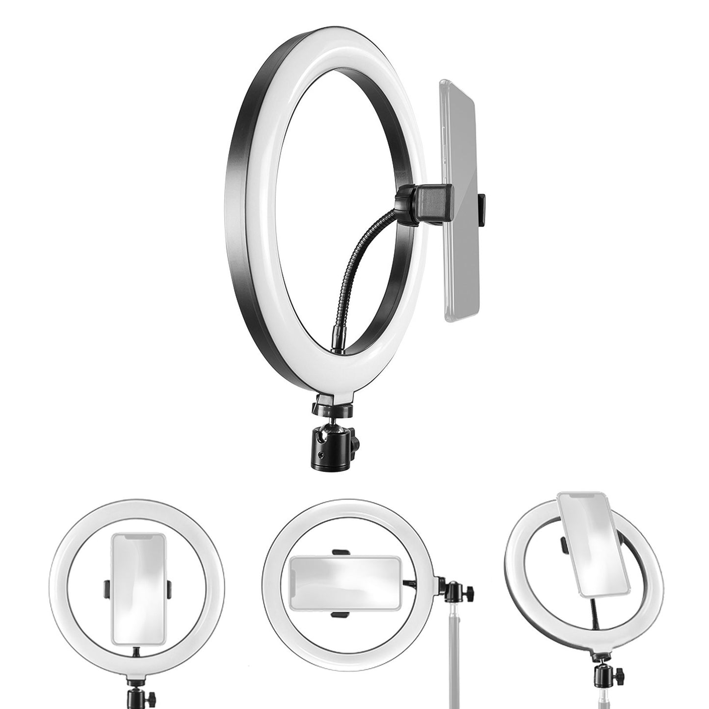 Ring Light 10 Inch LED Fill Light USB Powered 3 Color Temperatures with Phone Clamp for Makeup Selfie Live Streaming Photography Vlog