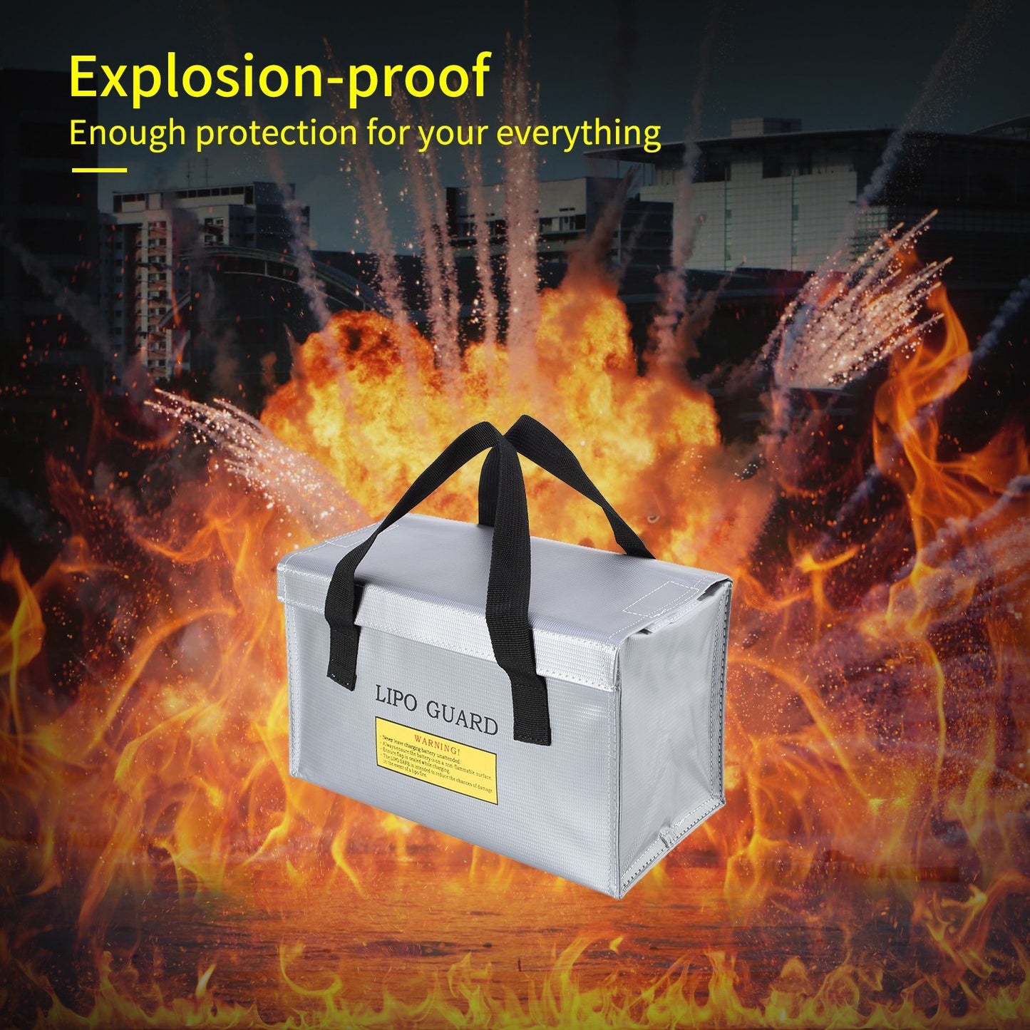 Explosionproof Lipo Battery Safe Bag Guard for Battery Storage and Charging, Size: 260 x 130 x 150mm - Silver