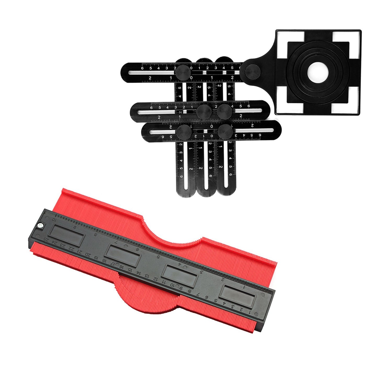 Universal Ruler & Contour Gauge Duplicator Tool 6-Sided Multi Angle Measuring Tool 10-inch Profile Gauge Measure Ruler