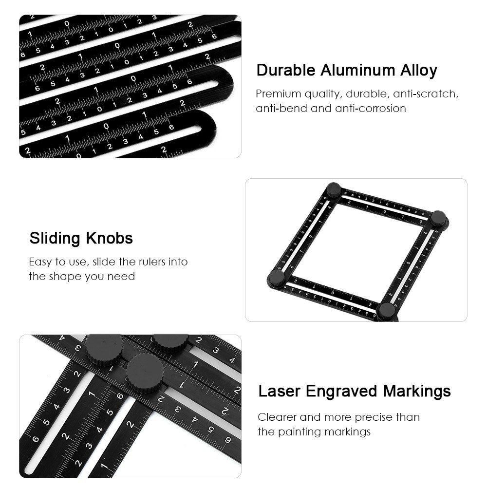 Universal Ruler & Contour Gauge Duplicator Tool 6-Sided Multi Angle Measuring Tool 10-inch Profile Gauge Measure Ruler