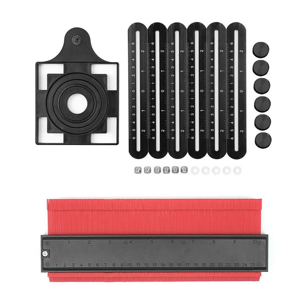 Universal Ruler & Contour Gauge Duplicator Tool 6-Sided Multi Angle Measuring Tool 10-inch Profile Gauge Measure Ruler