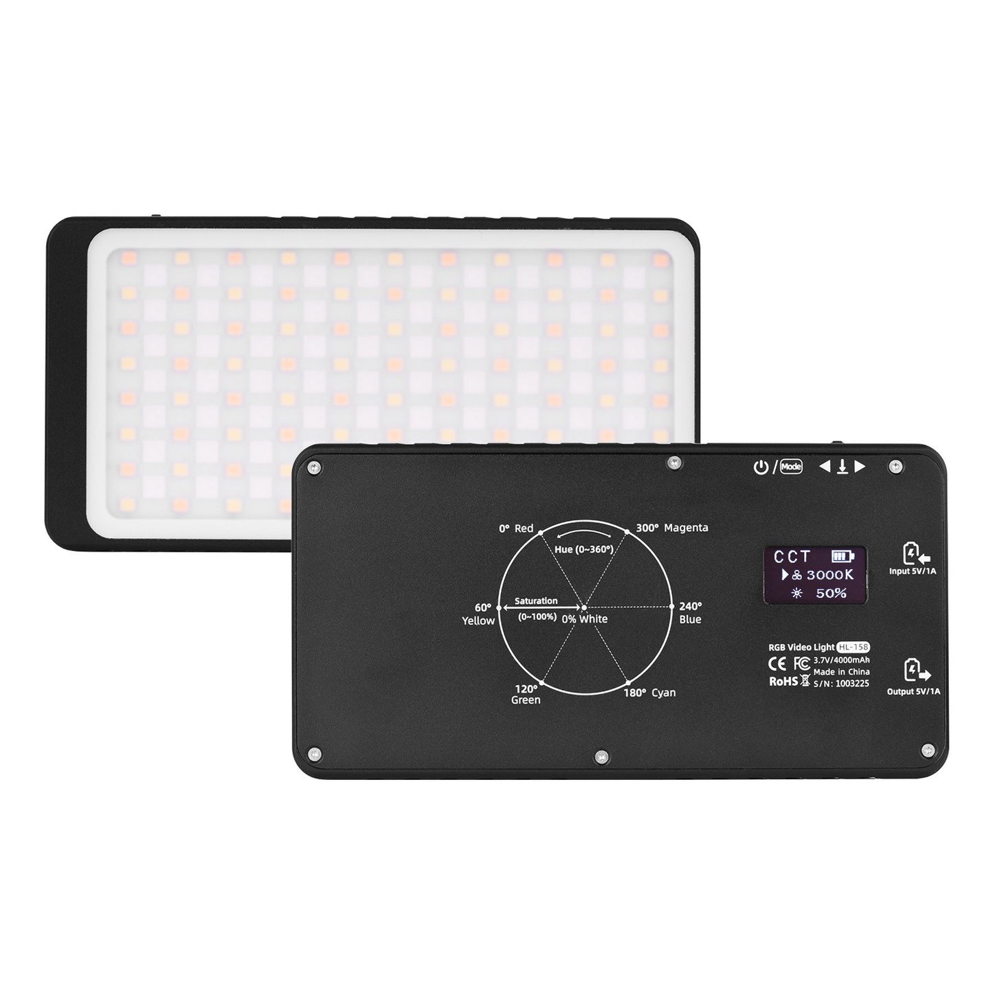 RGB LED Video Light Bi-color Fill Light 2600K-6000K CRI 96 Built-in 4000mAh Lithium Battery with Storage Bag