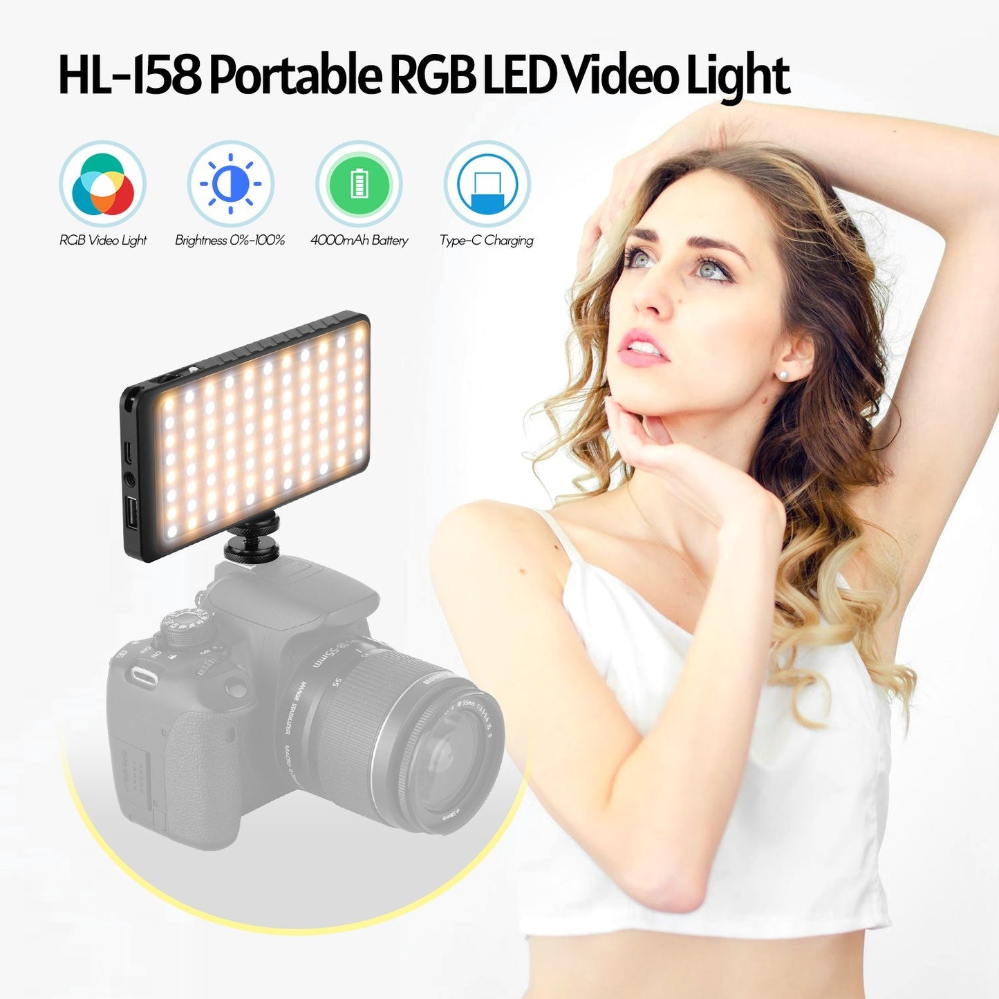 RGB LED Video Light Bi-color Fill Light 2600K-6000K CRI 96 Built-in 4000mAh Lithium Battery with Storage Bag