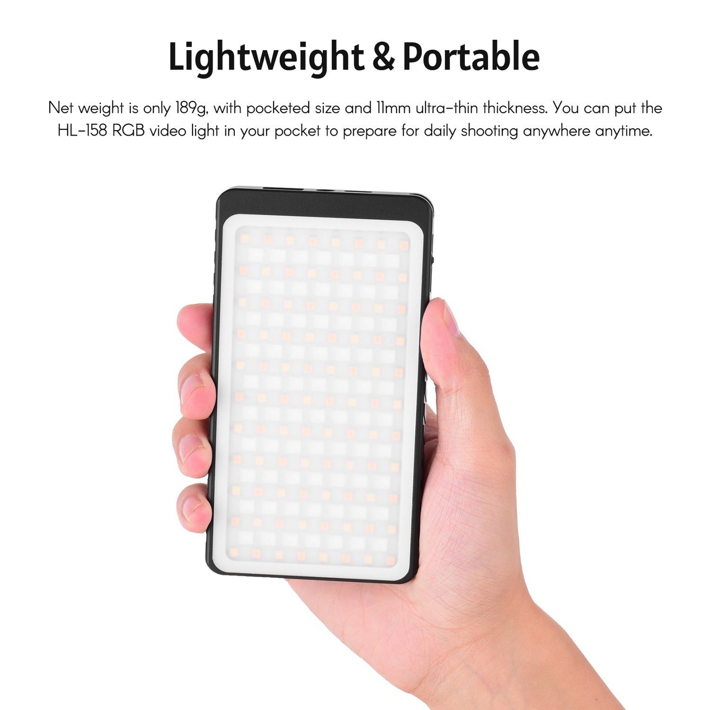 RGB LED Video Light Bi-color Fill Light 2600K-6000K CRI 96 Built-in 4000mAh Lithium Battery with Storage Bag