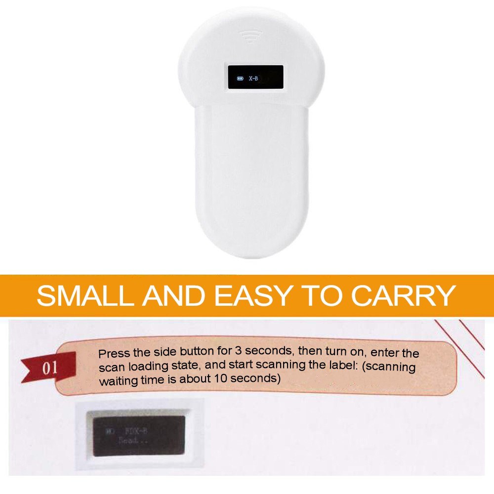 LF 134.2KHz Pocket Reader Handheld Animal Chip Reader Scanner Pet Dog Cat ID Reader