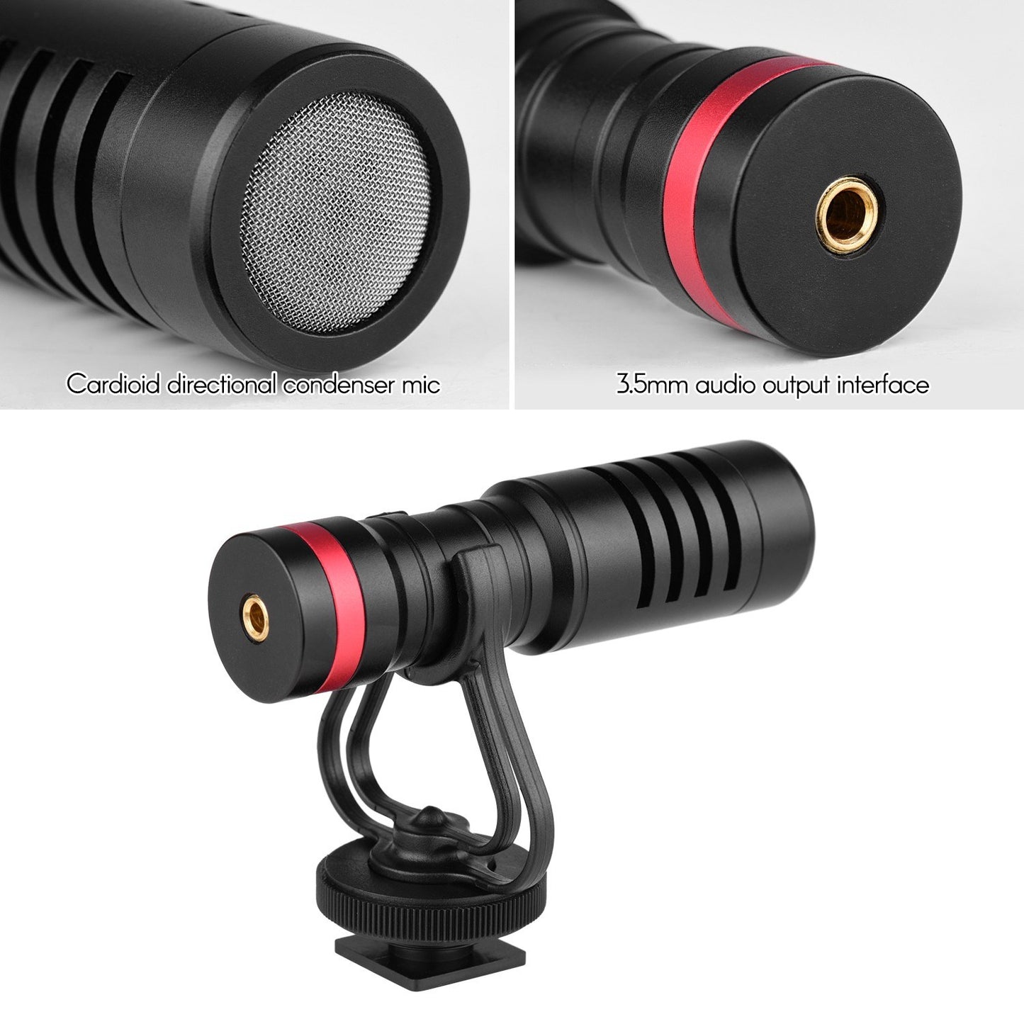 Cardioid Directional Condenser Microphone with Anti-Shock Mount 3.5mm TRS and TRRS Audio Output Cables