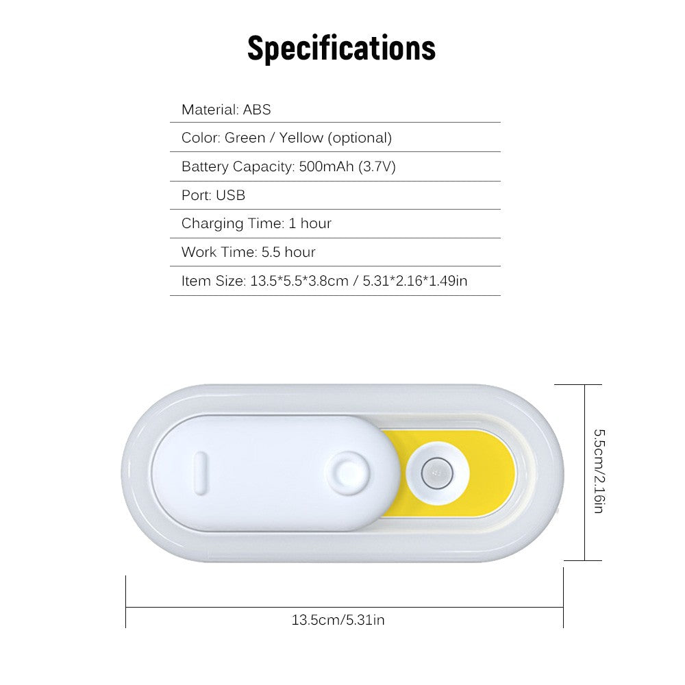 Smart Night Light USB Rechargeable Motion Sensor Light for Bedroom Bathroom - Yellow