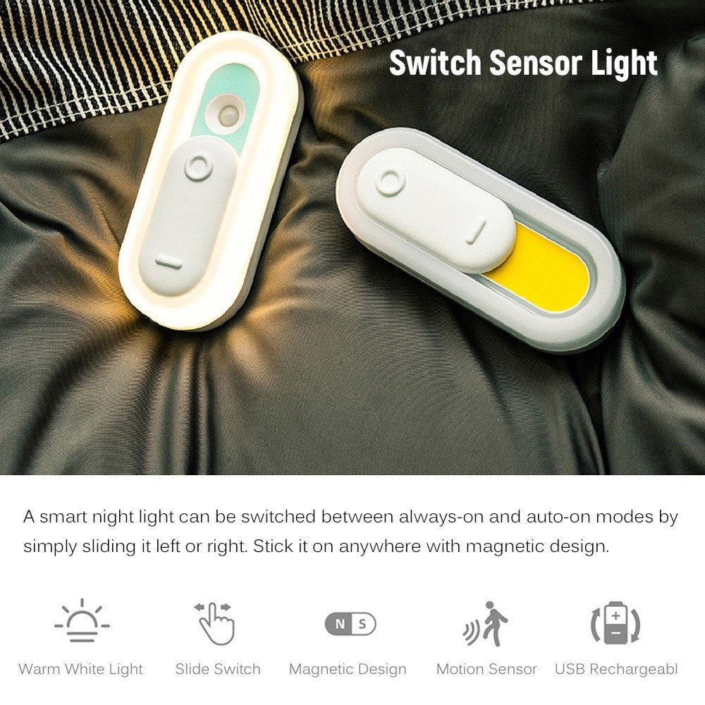 Smart Night Light USB Rechargeable Motion Sensor Light for Bedroom Bathroom - Yellow