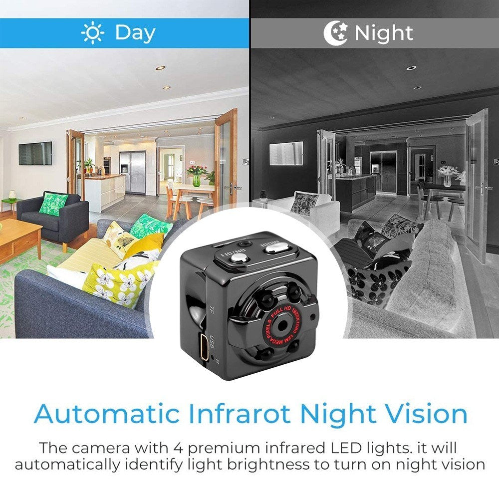 2MP Mini Micro Camera Full HD Video Cam Night Vision Audio Motion Detection for Home Security - 1080P