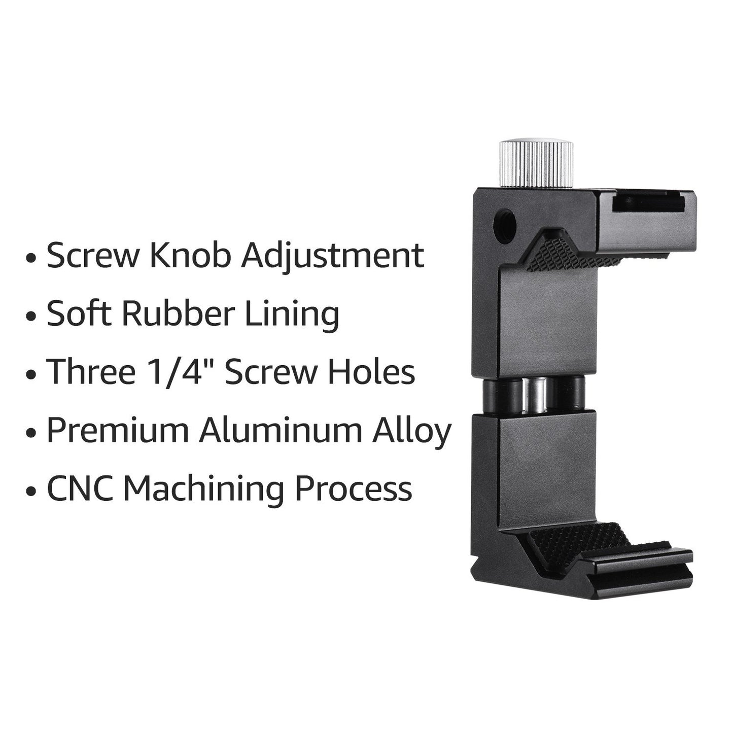 Tripod Mount Clamp Universal Phone Holder Clip with 1/4 Inch Screw Hole for Selfie Vlogging