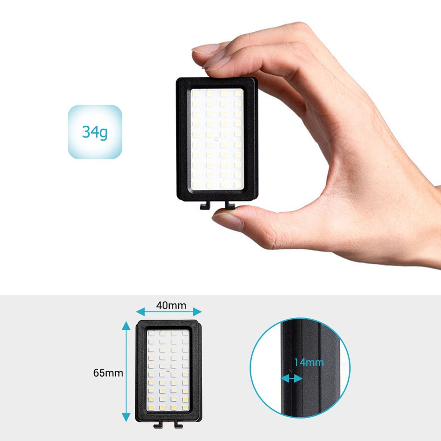 LED Video Light 5600K Dimmable LED Panel Portable Phone SLR Fill Light with Hot Shoe Adapter and 1/4 Inch Screw Hole for Wedding Photography Live Streaming