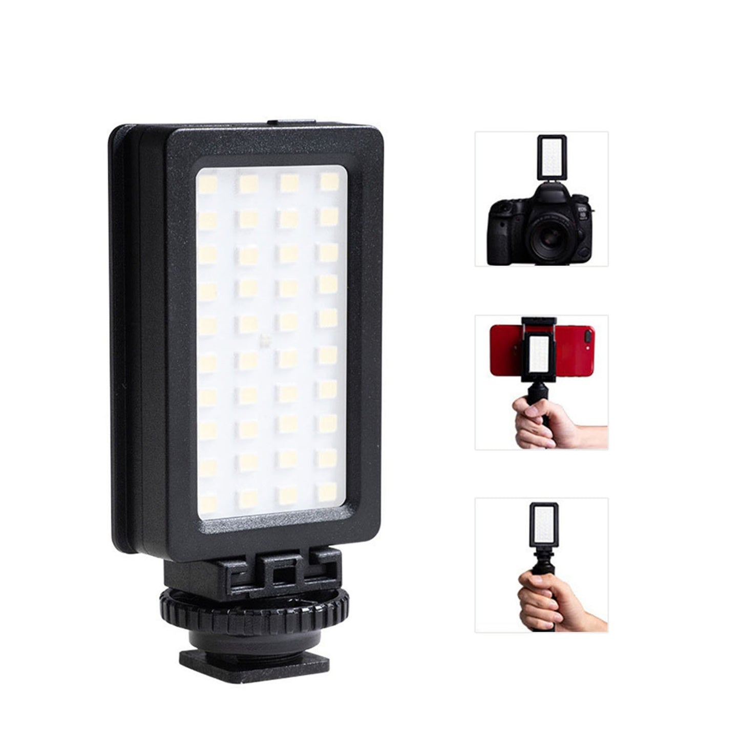 LED Video Light 5600K Dimmable LED Panel Portable Phone SLR Fill Light with Hot Shoe Adapter and 1/4 Inch Screw Hole for Wedding Photography Live Streaming