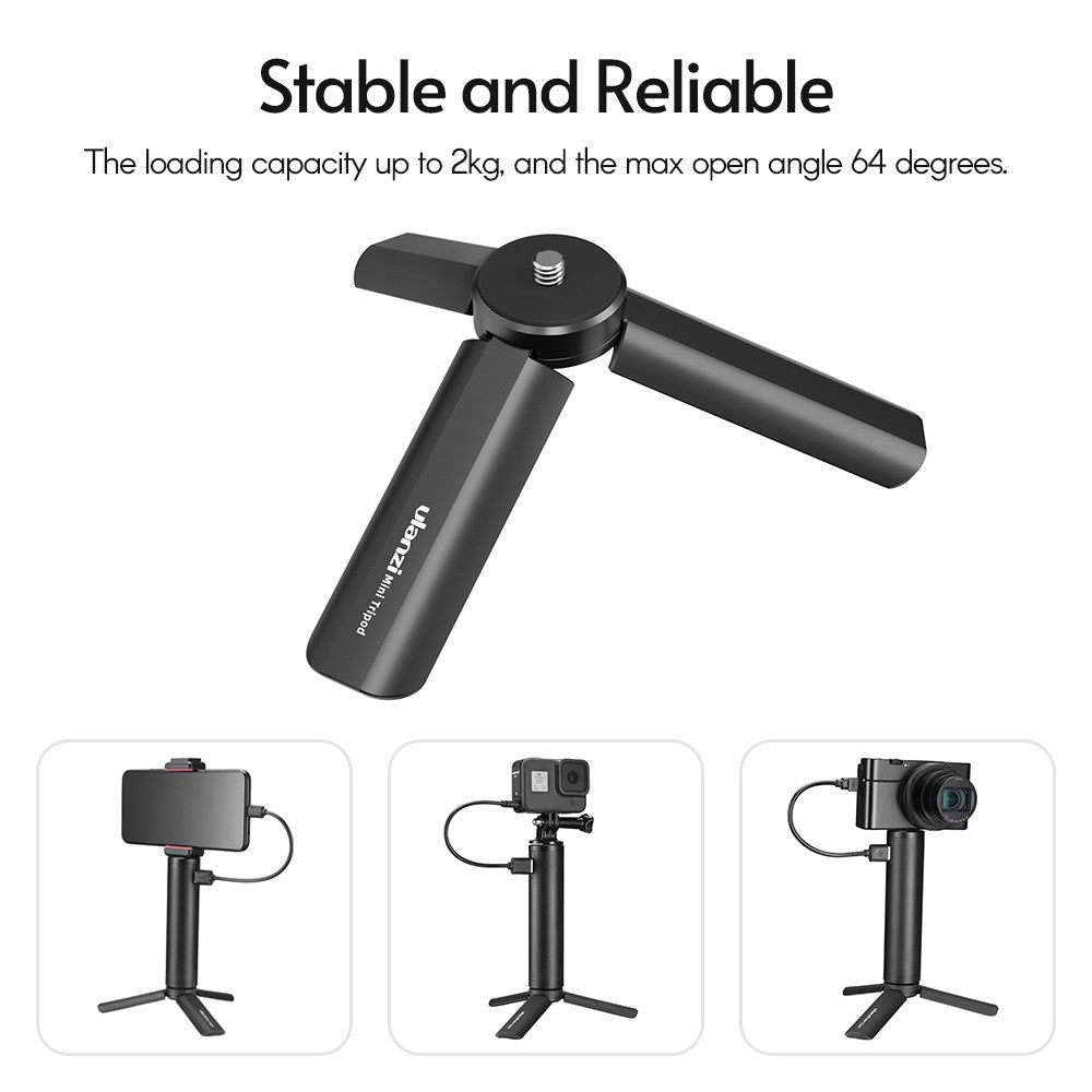 Uniqkart MT-15 Mini Handheld Extending Tripod Portable Hand Grip Desktop Stand for Smartphone DSLR Action Cameras