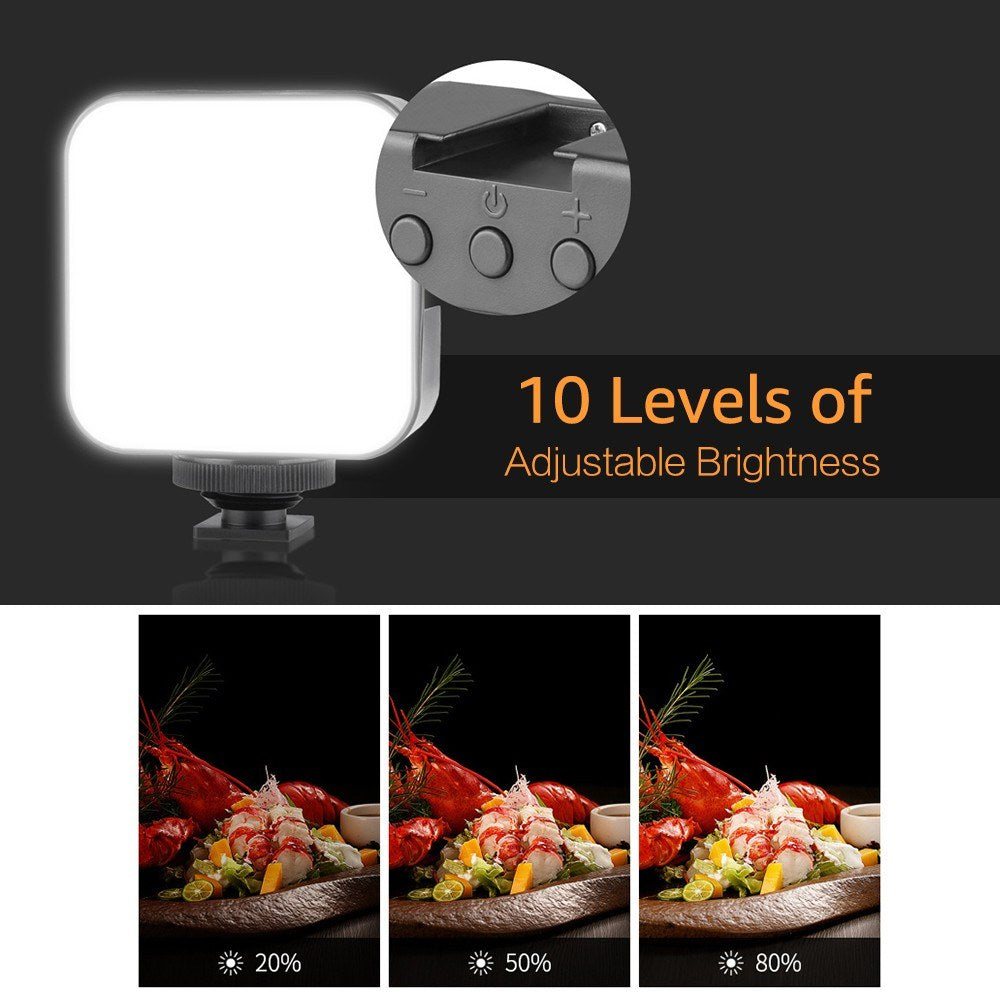 Andoer Smartphone Video Cage Kit Including 2pcs Mini LED Fill Lights + Mini Microphone + Handheld Smartphone Video Bracket + Mini Desktop Tripod Stand