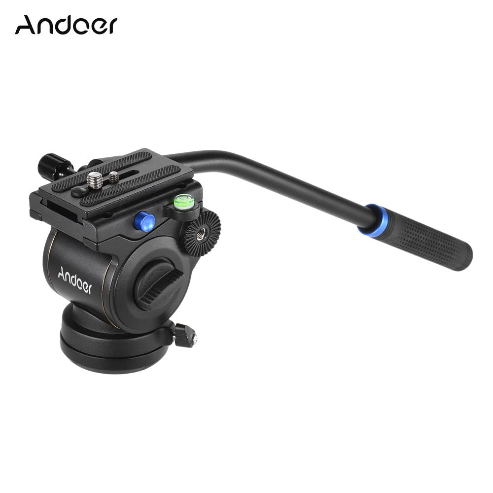 Andoer Photography Video Head Fluid Drag Tilt Hydraulic Damping Head Base Diameter 60mm/2.4inch w/ Quick Release Plate for Canon Nikon Sony DSLR Camera Tripod Monopod Slider Rail