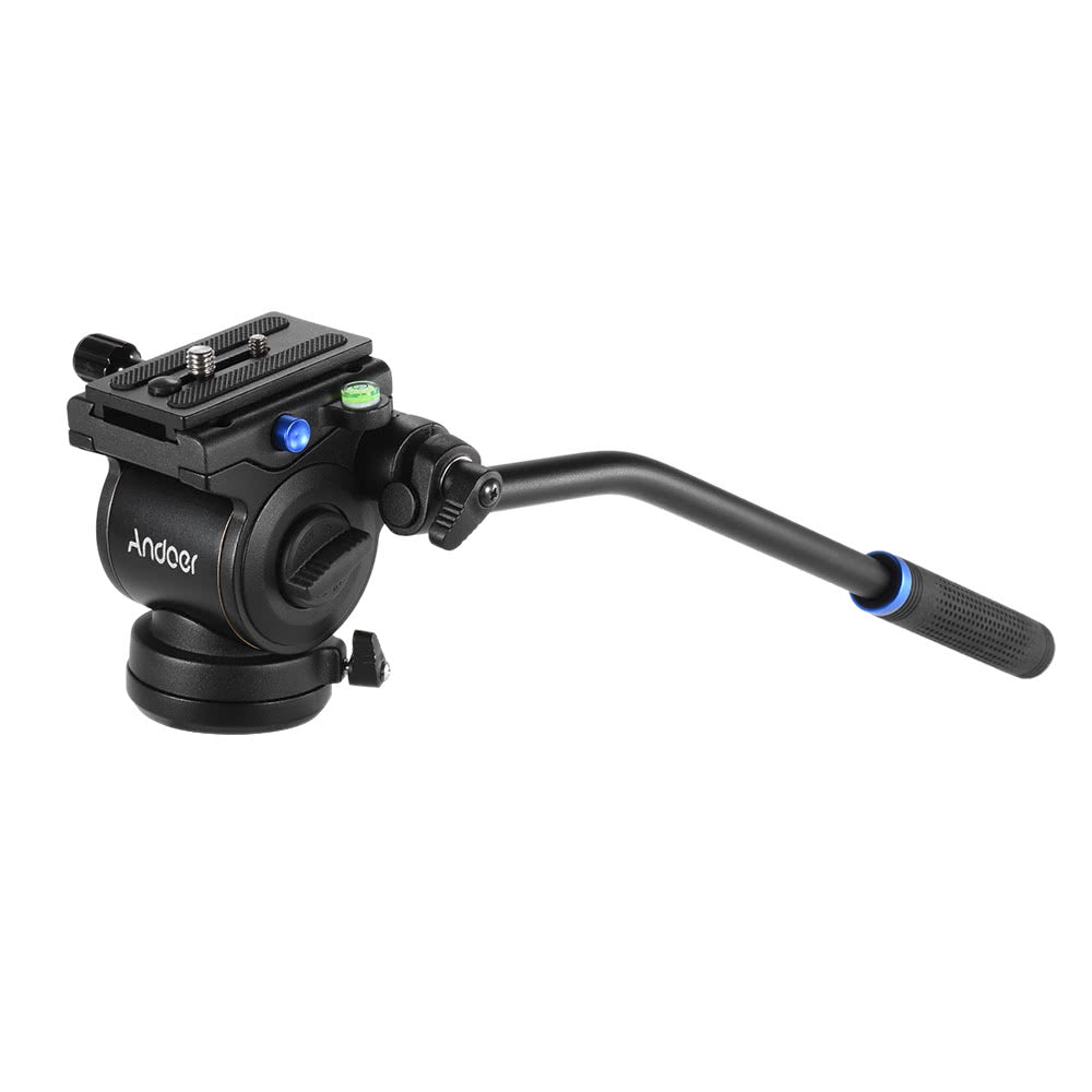 Andoer Photography Video Head Fluid Drag Tilt Hydraulic Damping Head Base Diameter 60mm/2.4inch w/ Quick Release Plate for Canon Nikon Sony DSLR Camera Tripod Monopod Slider Rail
