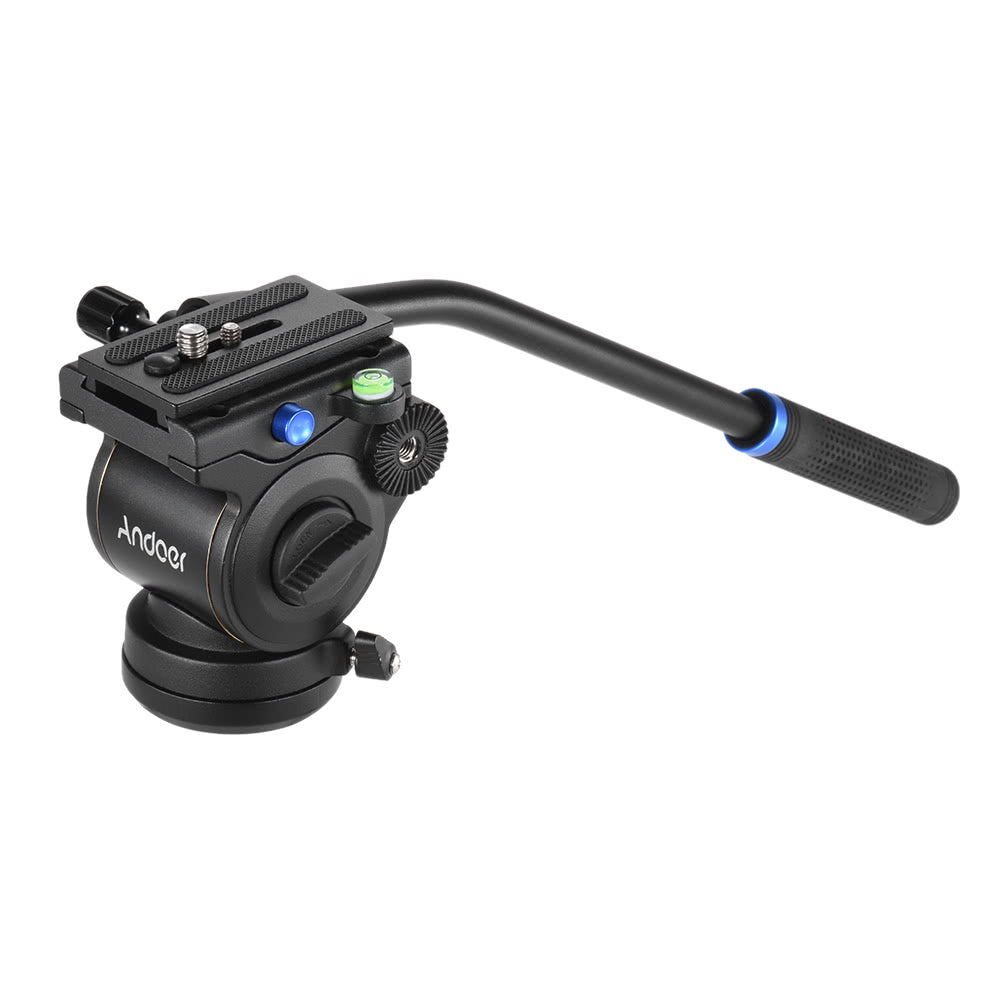 Andoer Photography Video Head Fluid Drag Tilt Hydraulic Damping Head Base Diameter 60mm/2.4inch w/ Quick Release Plate for Canon Nikon Sony DSLR Camera Tripod Monopod Slider Rail