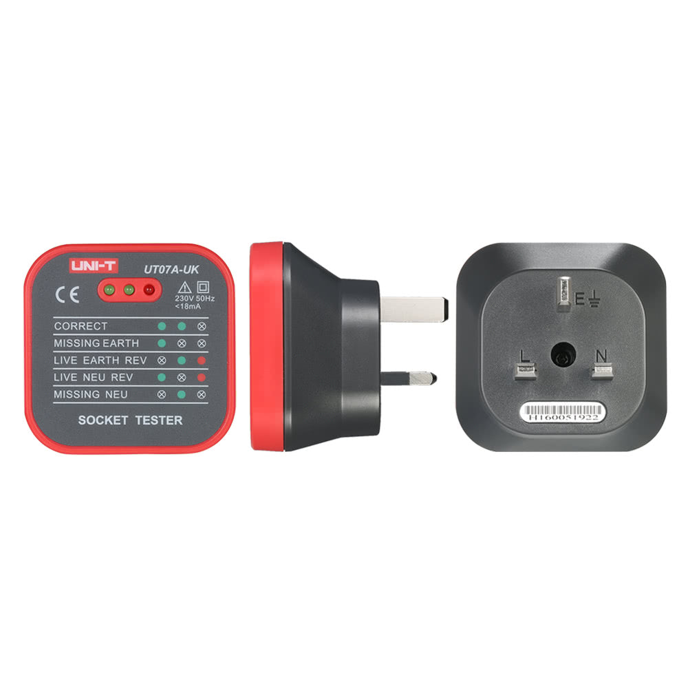 UNI-T UT07A-UK Professional Socket Tester Electrical Live/Null/Earth Line Polarity Detector UK Plug