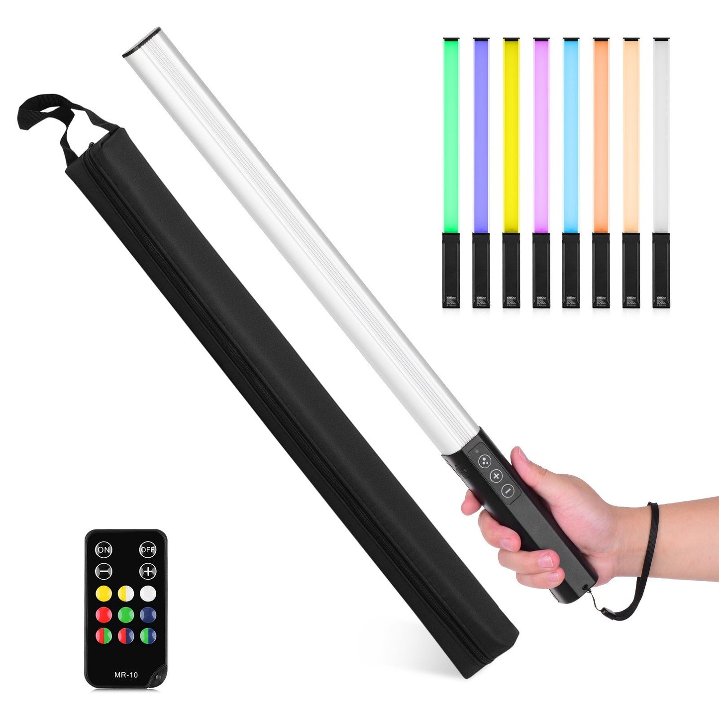 LIYADI RGB Handheld LED Light Wand Rechargeable Photography Light Stick 10 Lighting Modes 12 Brightness Levels 1000 Lumens 3200-5600K Color Temperature with Portable Bag Hanging Loop Remote Control