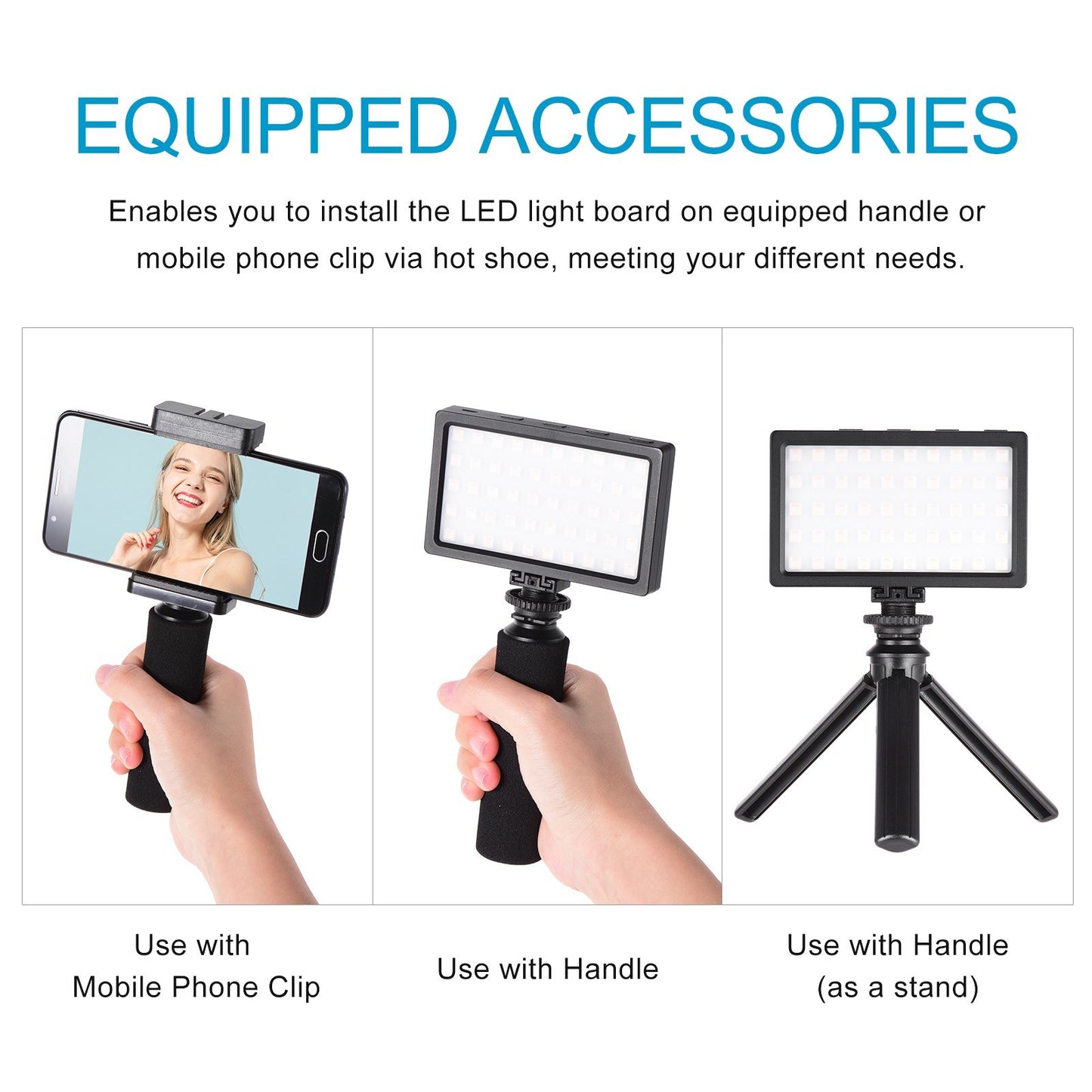 LIYADI RGB Color Camera Lamp Set with 50pcs LED Beads Mini Rechargeable Photography LED Video Light 9 Lighting Modes 12 Brightness Levels 3200~5600K Color Temperature Fill-in On-Camera Light