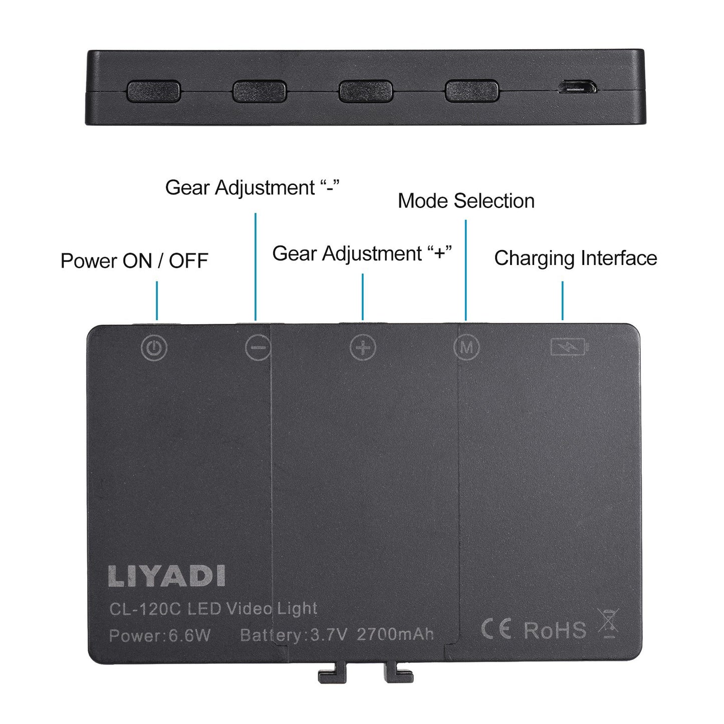 LIYADI RGB Color Camera Lamp Set with 50pcs LED Beads Mini Rechargeable Photography LED Video Light 9 Lighting Modes 12 Brightness Levels 3200~5600K Color Temperature Fill-in On-Camera Light