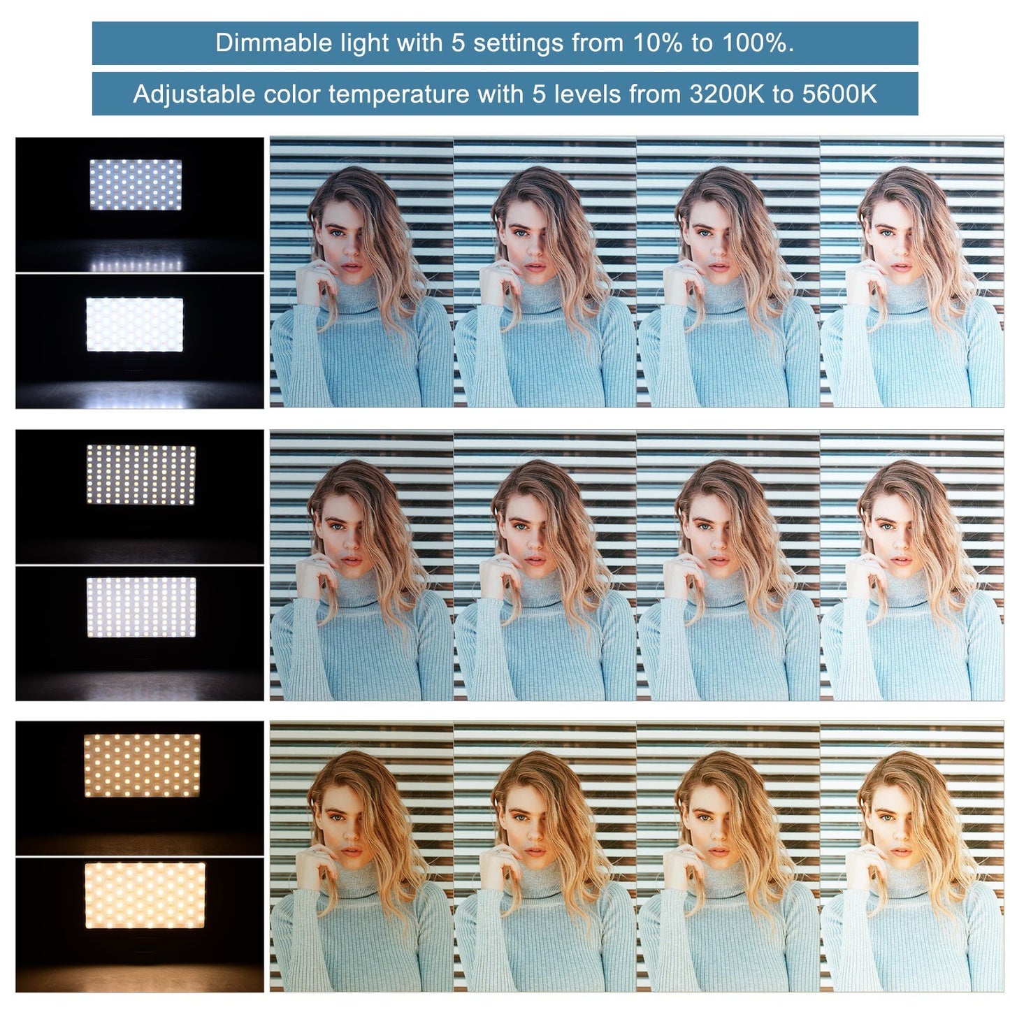 LIYADI LED Video Light Panel On-Camera 3200K-5600K Dimmable Lamp Adjustable Brightness Flash Light with Cold Shoe Mount for Photography Live Streaming