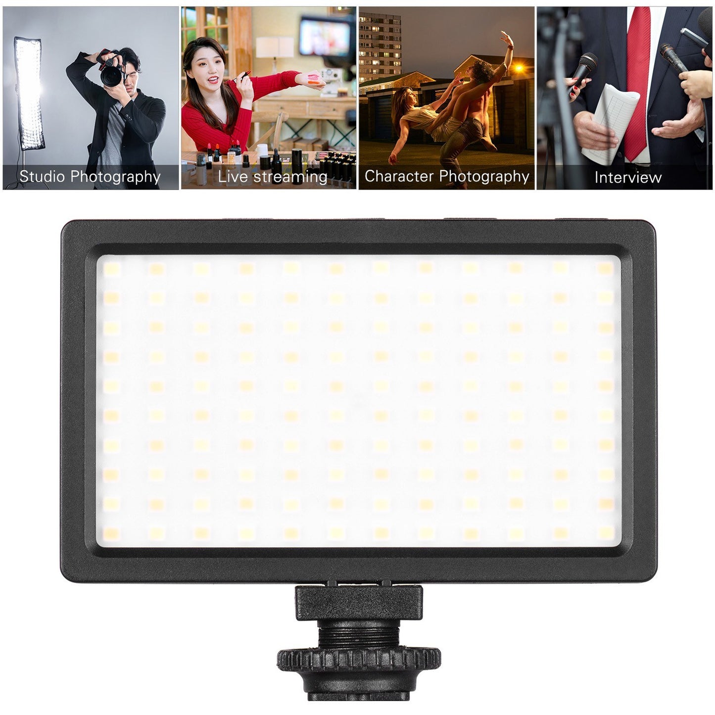 LIYADI LED Video Light Panel On-Camera 3200K-5600K Dimmable Lamp Adjustable Brightness Flash Light with Cold Shoe Mount for Photography Live Streaming