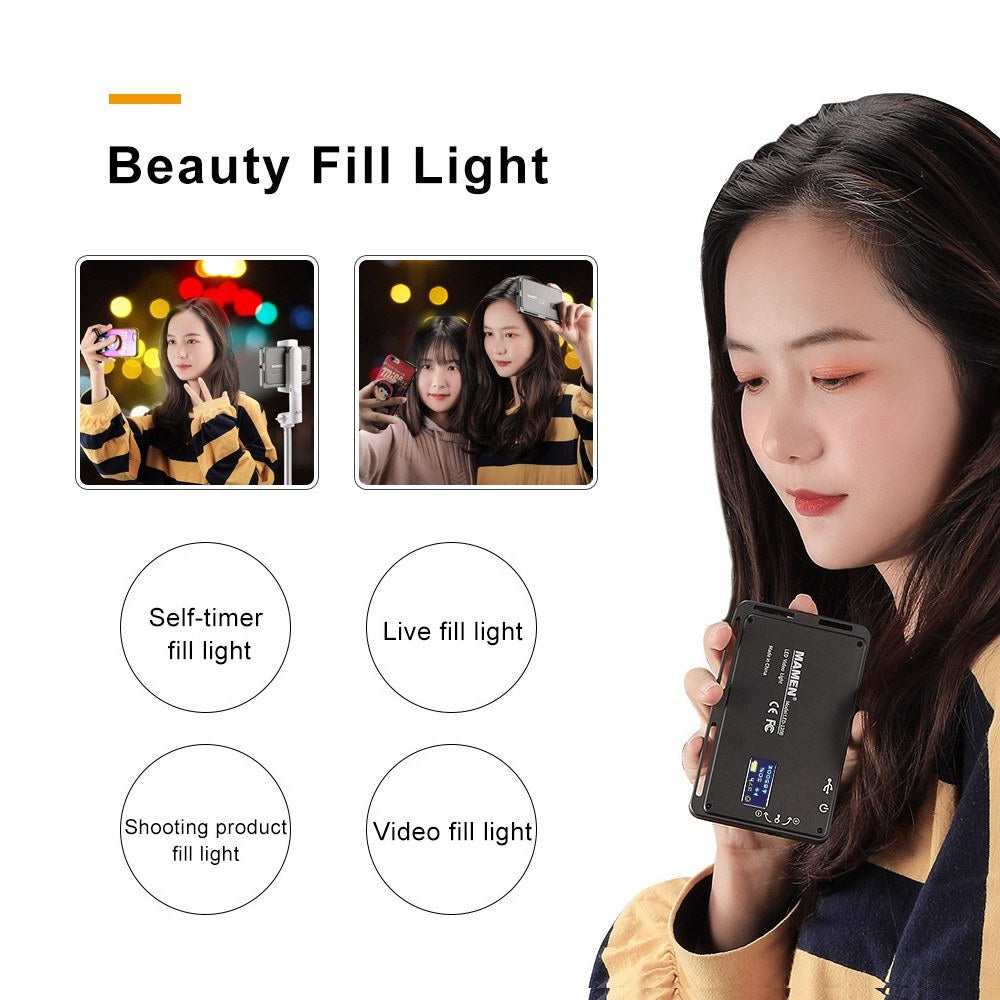 MAMEN LED-120B Ultra Thin LED Video Light Lamp Dimmable 3000K-6500K 120PCS LEDs CRI95 Built-in Battery DSLR Camera Photography Fill Light