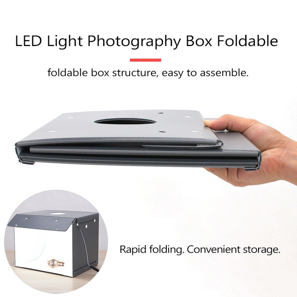 Mini Foldable Photo Studio Box Photography Backdrop Portable Softbox LED Light Photography Box - US Plug