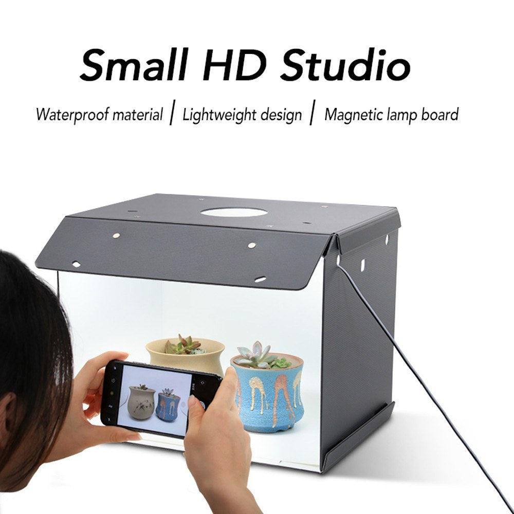 Mini Foldable Photo Studio Box Photography Backdrop Portable Softbox LED Light Photography Box - US Plug