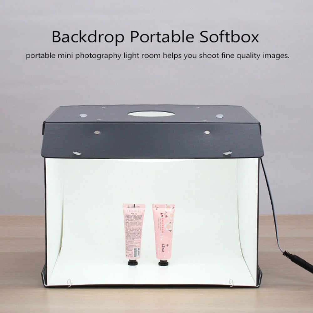 Mini Foldable Photo Studio Box Photography Backdrop Portable Softbox LED Light Photography Box - EU Plug