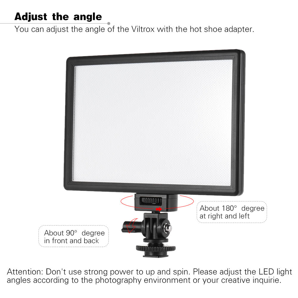 Viltrox L116T Professional Ultra-thin LED Video Light Photography Fill Light for Canon Nikon Sony Panasonic DSLR Camera and Camcorder