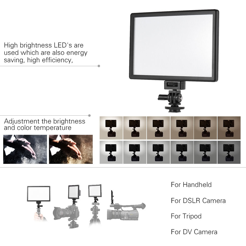 Viltrox L116T Professional Ultra-thin LED Video Light Photography Fill Light for Canon Nikon Sony Panasonic DSLR Camera and Camcorder